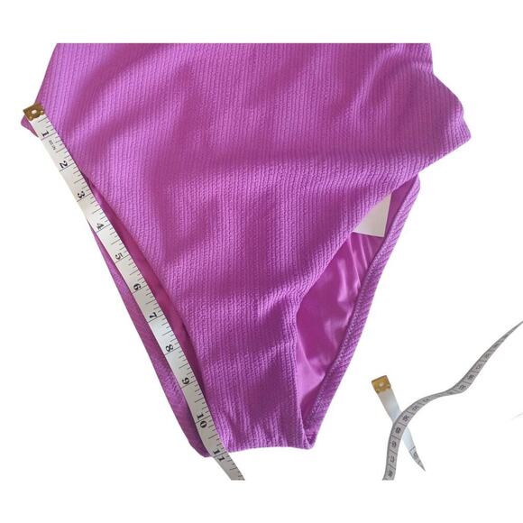 Sanctuary Swim High Leg Scoop One Piece Ribbed Swimsuit color Fuchsia size Small - Picture 8 of 11
